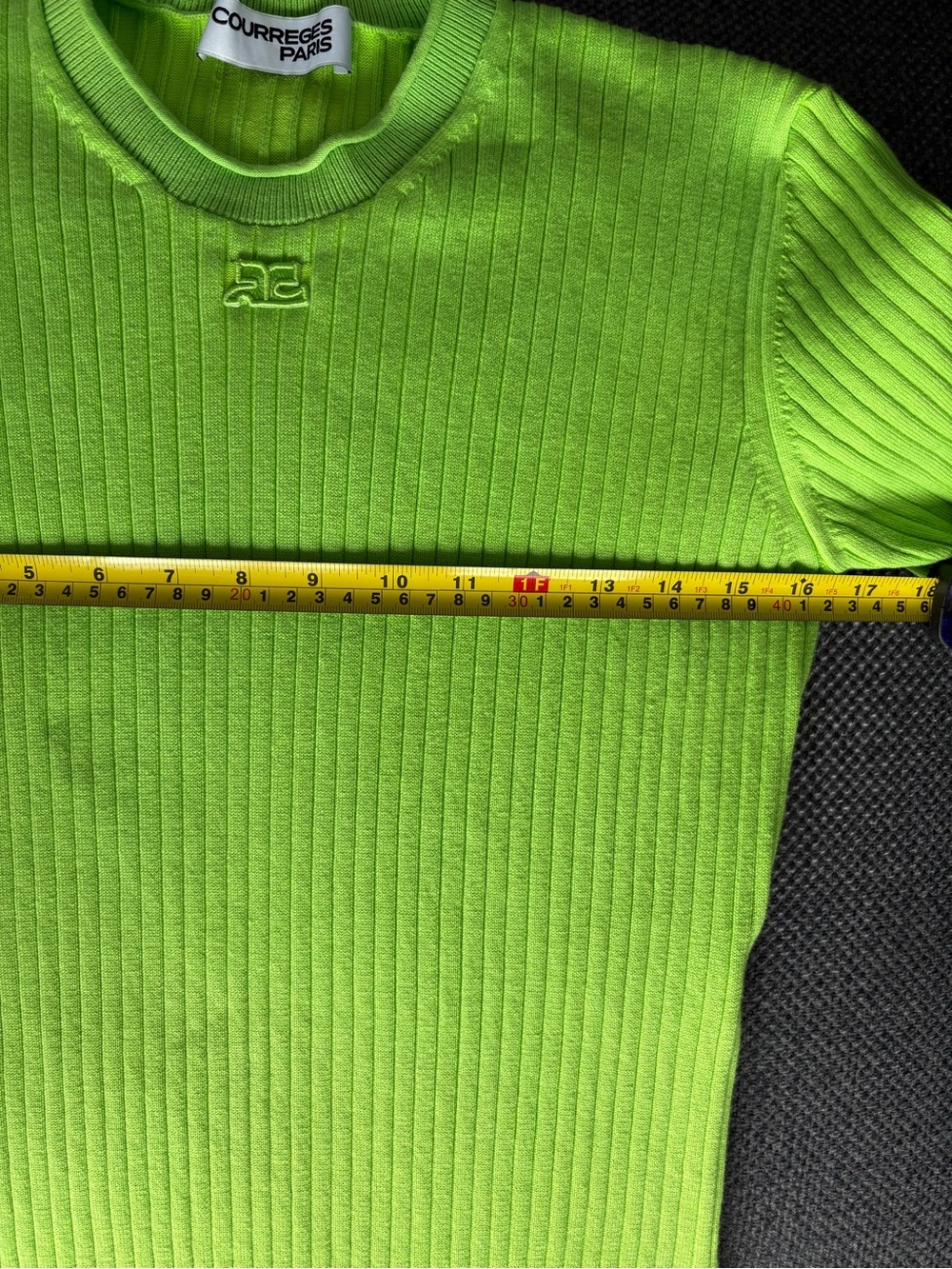Courrèges Paris Embroidered Logo
Ribbed Dress In Neon Green, size M - Picture 12 of 12